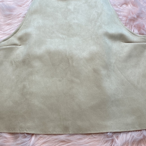 Zara Beige Suede Crop Shell Tank sz L - Picture 8 of 11
